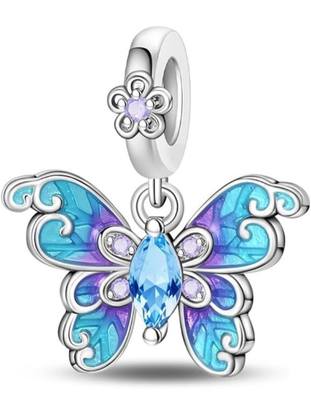 Iridescent Butterfly Charm 925 Sterling Silver Charms Beads Charms